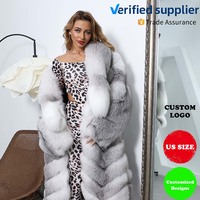 Koleksi Janefur Fur Queen Mantel Bulu Rubah Panjang Wanita Ekstra Elegan Layanan OEM Kustom Logo Gratis