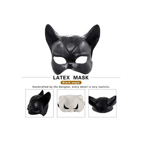 Masque en latex demi-visage Catwoman, accessoire de fête d'Halloween, accessoire de costume de mascarade - Product Image 3
