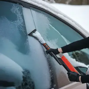 Brosse amovible à long manche pour le nettoyage d'hiver Brosse à neige pour voiture Grattoir à glace détachable pour voiture