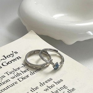 S925 Sterling Silver Antler <b>Ring</b> With Blue Stone Prong Setting For <b>Couple</b> Fashion Jewelry Gift - Product Image 4