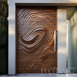 Luxuriöse Aluminium-3D-Holz Anti-Diebstahl Schalldichte Außen-Sicherheits-Massivholz-Pivot-Eingangstür - Product Image 3
