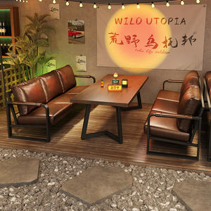 Mesa de silla de <span class=keywords><strong>Bar</strong></span> de limpieza de estilo Industrial para cafetería, cafetería, <span class=keywords><strong>música</strong></span>, comedor, barbacoa al aire libre, estilo de Camping de madera para Pub - Product Image 1