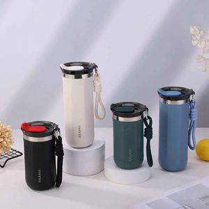 Minimalist Stainless Steel Tumbler Vacuum Insulated <b>Coffee</b> Mug With Rope Handle Travel Flask White 12-24 Hours Thermal - Product Image 6