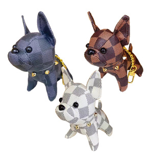Trendy French Bulldog Leather Pendant Keychain Cotton <strong>Plush</strong> Dog Bag Charm Buckle Chain for Backpack Handbag <strong>Plush</strong> <strong>Keychains</strong> <strong>Toys</strong> - Product Image 1