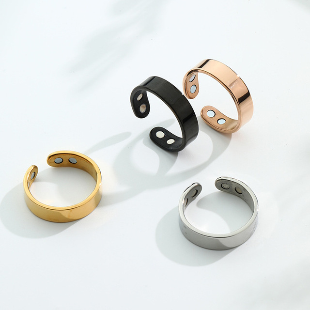 New Stainless Steel Dual Bio Magnetic Ring Anti Snoring Ring Fat Health Control Wedding Jewelry Magnet Ring