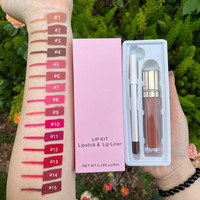 Maquillage Lèvres Femme Rouge à Lèvres Liquide 135 Couleurs avec Kit Crayon Lèvres Anti-Transfert Vegan Mat Étiquette Privée