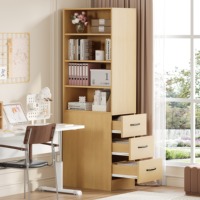 Étagère à livres étroite et haute avec 3 tiroirs latéraux et 4 étagères ouvertes pour salon, chambre et bureau – Fournisseur d'usine
