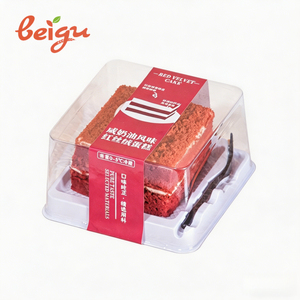 Envase Ecológico, Reciclable y Desechable para Pasteles y Pan, Personalizado, Cuadrado, de Terciopelo Rojo, Transparente, de Grado Alimenticio, en PET - Product Image 6
