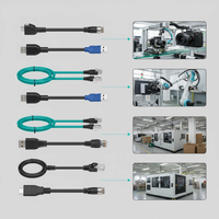 Kabel Jaringan M12 D-code 4 Pin M12 ke Rj45 Industri Cat5E Kabel Ethernet Fleksibel Tinggi Kabel Rj45/m12