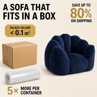 Fauteuil d'appoint en mousse irrégulière de haute qualité avec emballage compressé, en tissu court peluche bleu marine pour salon et coin lecture