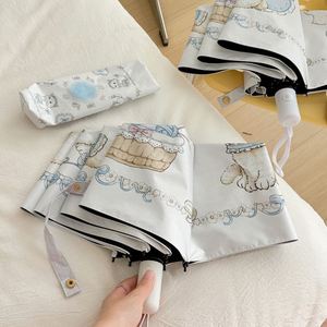 Nouveau Parapluie Automatique Lolita Kitten Mignon Protection Solaire Anti-UV pour Étudiants, Logo Personnalisé, Revêtement Noir, 8 Baleines, Pliage en Trois - Product Image 2