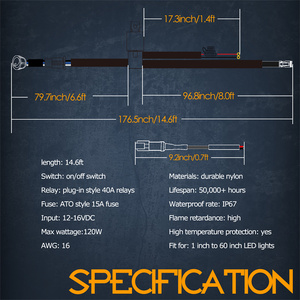 12V phổ đồ đạc 2.5 mét 98 inch 8 feet chiều dài 120W DT Xe Xe dẫn ánh sáng hệ thống dây điện khai thác các nhà sản xuất - Product Image 2