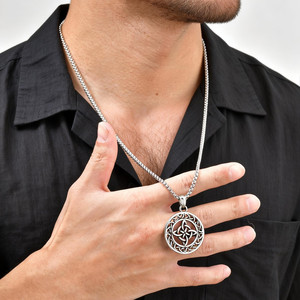 สร้อยคอปมแม่มดสแตนเลส 316L ลายเซลติก ป้องกันภัยแบบวิคคา จี้สไตล์วินเทจแบบกอธิค สำหรับผู้ชายและผู้หญิง - Product Image 2