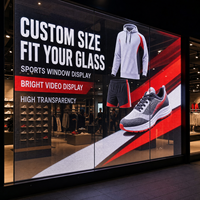 Écran LED transparent sur mesure pour vitrine de magasin de vêtements de sport, affichage publicitaire sur verre