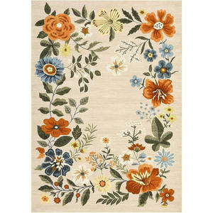 Alfombra de terciopelo cristalino con diseño floral, rectangular, antideslizante, de fibra de poliéster, para sala de estar, dormitorio, balcón, cobertura total, fácil de limpiar. - Product Image 4