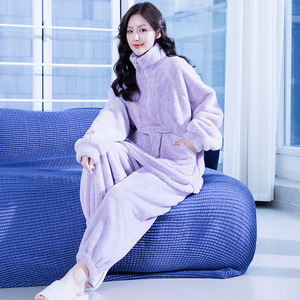 <span class=keywords><strong>Abbigliamento</strong></span> da notte da <span class=keywords><strong>donna</strong></span> nuovo set da due pezzi in velluto corallo invernale, <span class=keywords><strong>abbigliamento</strong></span> da casa caldo a maniche lunghe casual spesso e felpato - Product Image 6