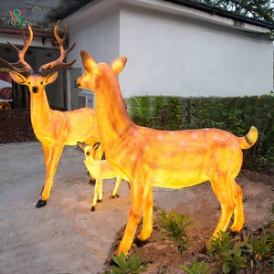 Paisaje escénico resina artesanía <span class=keywords><strong>3D</strong></span> Animal simulado escultura iluminada fibra de vidrio ciervo motivo decoración de Navidad - Product Image 2