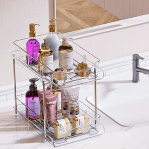 Organisateurs transparents à 2 niveaux avec séparateurs Organisateur d'<span class=keywords><strong>armoire</strong></span> à pharmacie Séparateur mobile - Product Image 1