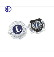 Insignia Internacional de Lujo con Logotipo del Club de Leones, Chapada en Oro, Ecológica y Personalizada de Alta Gama, en Metal con Esmalte Suave y Duro