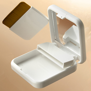 方形定制化妆品空粉盒带镜子带刷子的压粉盒 - Product Image 4