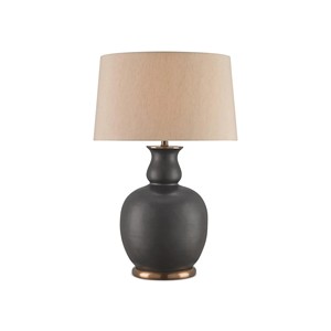 Vase en céramique noir mat, lampe de table minimaliste moderne avec accent doré |   Éclairage élégant et distinctif pour chambre d'hôtel et bureau - Product Image 1