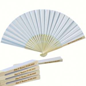 Abanico de Mano de Bambú de 21 cm Bordado Personalizado para Boda, Estilo Tradicional Portátil con Diseño Musical de Año Nuevo Chino, Regalo Personalizado - Product Image 2