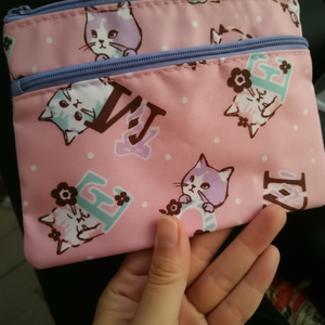 Custodia per cosmetici con cerniera con gatto pastello w - Product Image 1