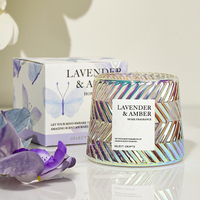 Le plus récent en gros de luxe maison fait à la main cadeau chambre arôme personnalisé holographique verre roseau diffuseur cire de soja parfumé ensemble de bougies de soja
