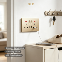 Prise murale standard britannique 13A double avec interrupteur et 2 ports de charge USB, outil électrique mural pour bricolage domestique