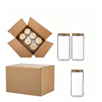 Bocaux en verre transparent avec couvercles en bambou et pailles, multi-usages pour jus, thé, thé au lait aux bulles, ensemble de verrerie écologique réutilisable