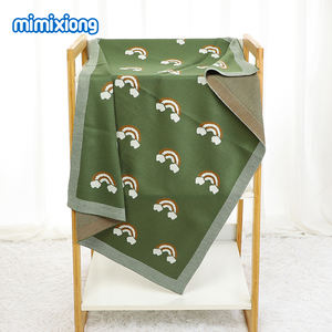 <span class=keywords><strong>Mantas</strong></span> para Bebé Mimixiong Oeko Tex, Nuevo Diseño, Adorable Patrón de Arcoíris, Envoltura para Bebé, <span class=keywords><strong>Mantas</strong></span> de Punto Jacquard - Product Image 3