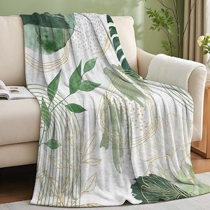 Couverture en flanelle vert sauge, couverture de canapé, couverture de sieste, douce, chaude et confortable pour lit, canapé, fauteuil, impression personnalisée OEM ODM - Product Image 1