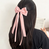Barrette à cheveux simple en satin avec nœud long pour fille, accessoire de coiffure