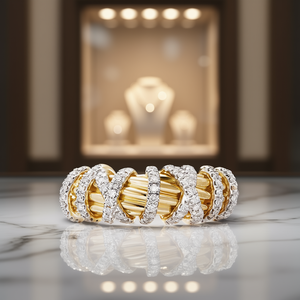 Bague en or jaune pour femme de luxe H071, diamants naturels taille brillant rond, certifiés GIA, bijoux de mariage, couleur D, Cop - Product Image 2