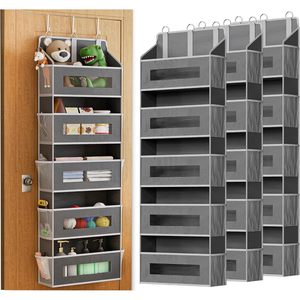 1 paquet d'organiseurs à suspendre derrière la porte à 5 niveaux, 33x15x85cm, avec 10 poches en filet pour le rangement derrière les portes - Product Image 1