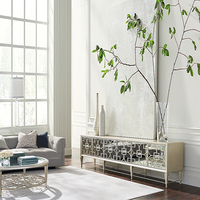 Meuble TV moderne de luxe léger de style nordique, support TV en bois, miroir, salon, chambre à coucher, rangement, buffet en MDF, armoire flottante