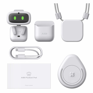 Robot de Metal Portátil con IA, Activación por Voz, Expresiones <span class=keywords><strong>GIF</strong></span>, Compañero Interactivo, Correa Desmontable, Estación de Carga - Product Image 1