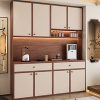 Porte battante de placard avec poignée métallique, design Mid-Century à lignes épurées, finition color block en placage de bois, pour chambre à coucher
