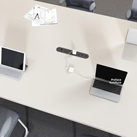 Table de conférence moderne en acier HYZ-206X pour réception de bureau, négociation et formation - 12 personnes avec prise de courant, usage commercial