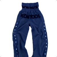 Pantalon décontracté pour homme, style streetwear américain hip-hop côte ouest, tricoté, taille mi-haute, double ceinture, avec broderie et appliqué lettres