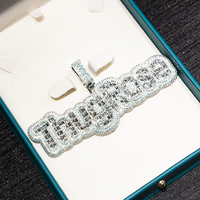 Pendentif personnalisé en moissanite baguette, en argent sterling 925, serti de moissanites baguette VVS, pendentif prénom, bijoux hip-hop