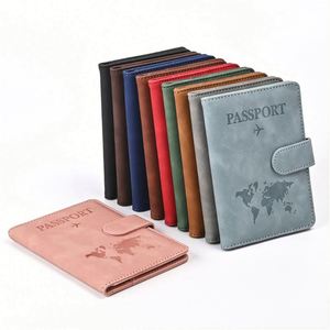 Custom Logo Fashion PU Leather Passport Cover Case Travel <b>Wallet</b> Magnetic Buckle <b>RFID</b> <b>Blocking</b> Anti-Theft 9 Colors Cartoon - Product Image 1