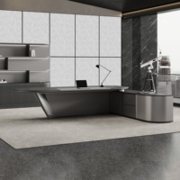 Bureau de direction de luxe en bois avec grand espace pour les genoux, idéal pour PDG, directeurs et managers, pour une ambiance confortable.
