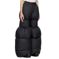 Pantalon en coton noir matelassé pour homme, coupe décontractée, mi-long, avec fermeture éclair et revers élastiqués, garnissage 90/10 duvet, style flare, collection printemps