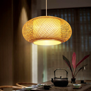 Lustre en bambou de Style chinois plafonnier Vintage câble suspendre suspension <span class=keywords><strong>lampe</strong></span> E27 lanterne abat-jour lecture salle à manger - Product Image 1