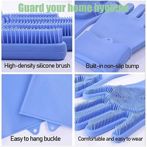 Gants <span class=keywords><strong>de</strong></span> lavage <span class=keywords><strong>de</strong></span> vaisselle en silicone réutilisables avec éponge pour le nettoyage <span class=keywords><strong>de</strong></span> la cuisine - Product Image 2