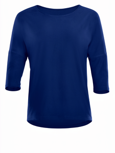 Camiseta de Yoga para Mujer, Manga 3/4, Cuello Redondo, Hombros Caídos, Corte Holgado, Color Sólido, Ropa Casual, Ecológica, Logotipo Frontal, Venta al Por Mayor, OEM, ODM - Product Image 1
