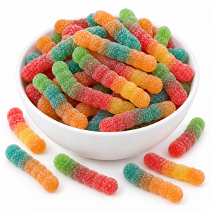 <span class=keywords><strong>Vers</strong></span> de gomme aux fruits acidulés, bonbons gélifiés, bonbons personnalisés, OEM, vente en gros, Halal - Product Image 4