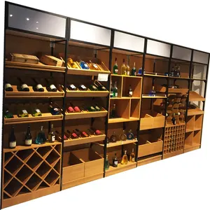 Wood And Steel Wine Bottle Stand Racks Display Shelf For Sale