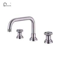 Robinet mélangeur d'eau de salle de bain électrique de luxe, chromé, à double poignée, avec roue sculptée en diamant, 6-8 pouces, pour baignoire et usage hôtelier